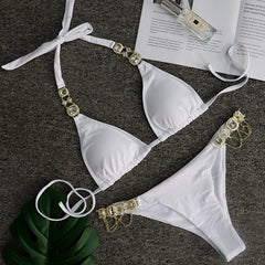 Swimsuit Women Bikinis Crystal Diamond Bikini Set Metal