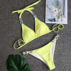 Swimsuit Women Bikinis Crystal Diamond Bikini Set Metal
