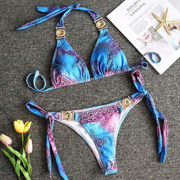 Swimsuit Women Bikinis Crystal Diamond Bikini Set Metal