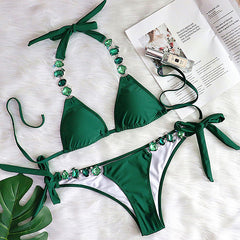 Swimsuit Women Bikinis Crystal Diamond Bikini Set Metal