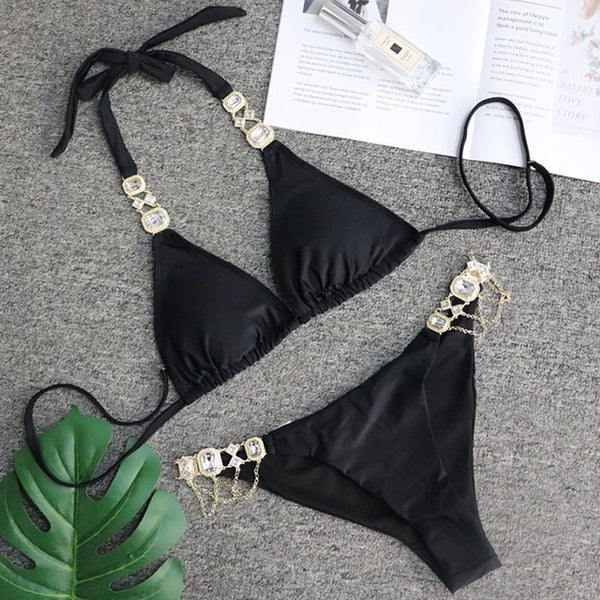Swimsuit Women Bikinis Crystal Diamond Bikini Set Metal