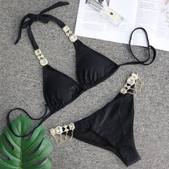 Swimsuit Women Bikinis Crystal Diamond Bikini Set Metal
