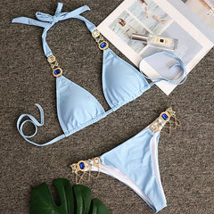 Swimsuit Women Bikinis Crystal Diamond Bikini Set Metal