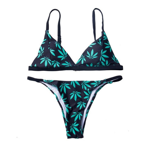 Cartoon Pritned Sexy Bikini Set Women Swimwear New Push Up Padded
