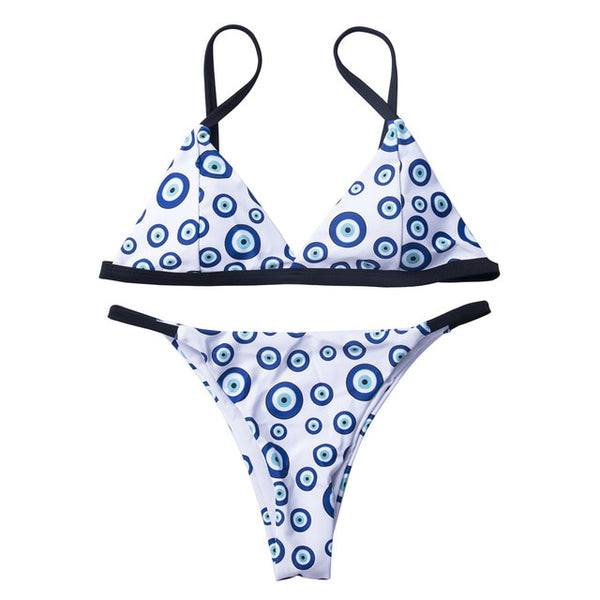 Cartoon Pritned Sexy Bikini Set Women Swimwear New Push Up Padded