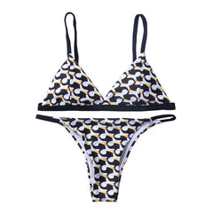 Cartoon Pritned Sexy Bikini Set Women Swimwear New Push Up Padded