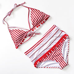 Sexy Halter Retro Mesh Hollow Out String Biquini Bathing Suit Female