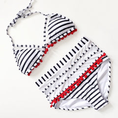 Sexy Halter Retro Mesh Hollow Out String Biquini Bathing Suit Female