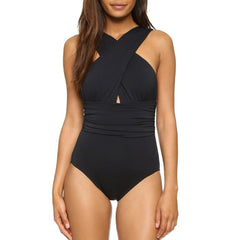 Noir profond sentiments croix une pièce maillot de bain femmes plaine