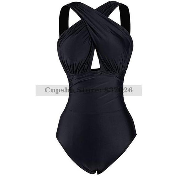 Noir profond sentiments croix une pièce maillot de bain femmes plaine