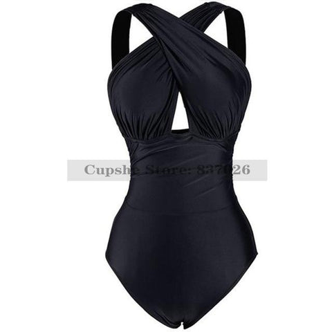Noir profond sentiments croix une pièce maillot de bain femmes plaine