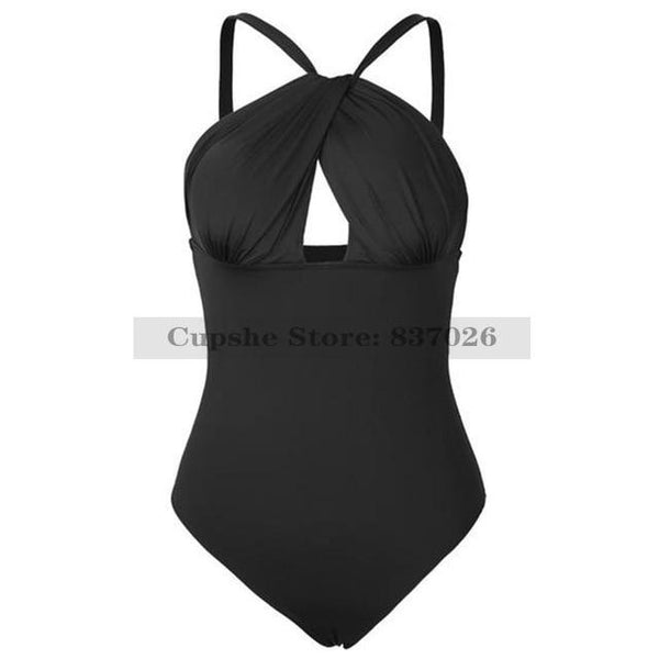 Noir profond sentiments croix une pièce maillot de bain femmes plaine
