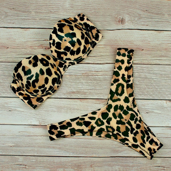 Sexy High Waist Bikini Swimwear Women Swimsuit Leopard Brazilian Bikini