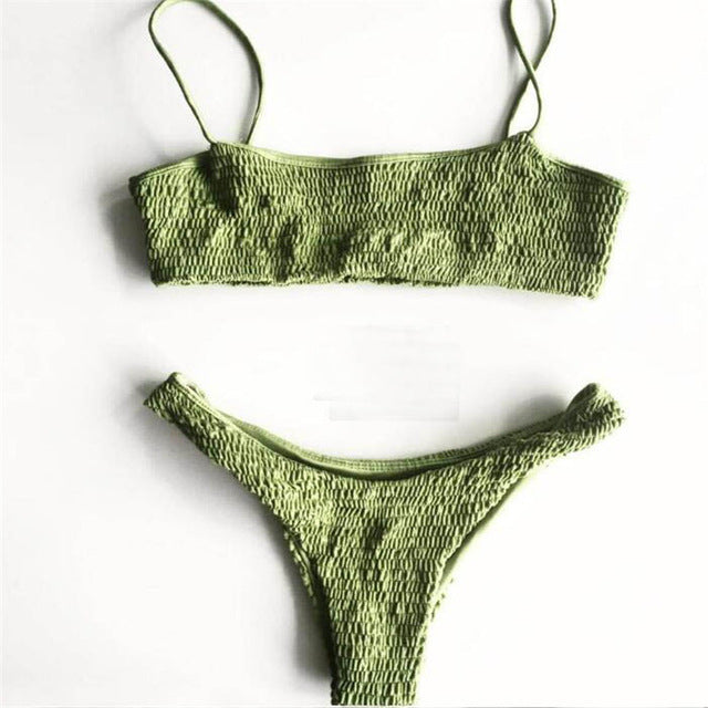 New Sexy girls Bikini Push-up Pleated triangle Swimwear Women