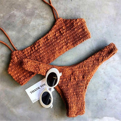 New Sexy girls Bikini Push-up Pleated triangle Swimwear Women