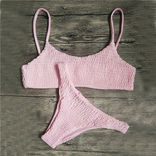 New Sexy girls Bikini Push-up Pleated triangle Swimwear Women