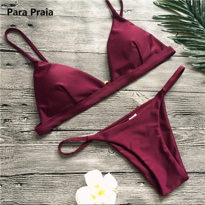 9 Colors Solid Bikini Set Sexy Push Up Swimwear Women Brazilian