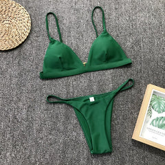 9 Colors Solid Bikini Set Sexy Push Up Swimwear Women Brazilian