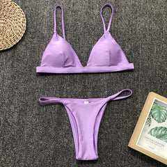 9 Colors Solid Bikini Set Sexy Push Up Swimwear Women Brazilian