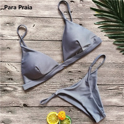 9 Colors Solid Bikini Set Sexy Push Up Swimwear Women Brazilian