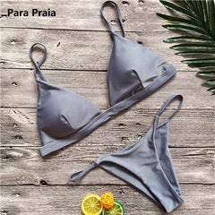 9 Colors Solid Bikini Set Sexy Push Up Swimwear Women Brazilian