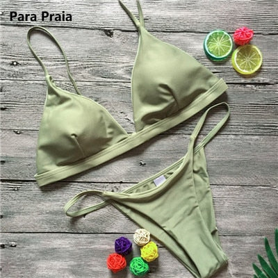9 Colors Solid Bikini Set Sexy Push Up Swimwear Women Brazilian