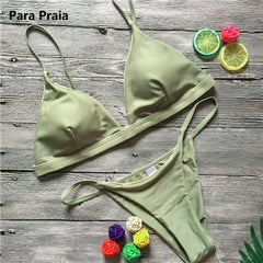 9 Colors Solid Bikini Set Sexy Push Up Swimwear Women Brazilian
