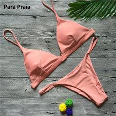 9 Colors Solid Bikini Set Sexy Push Up Swimwear Women Brazilian