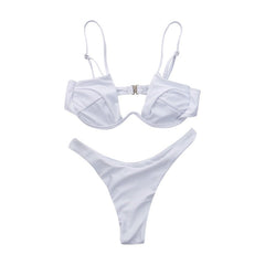 Women Fashion Padded Bra Bikini Set Swimsuit Ladies Solid