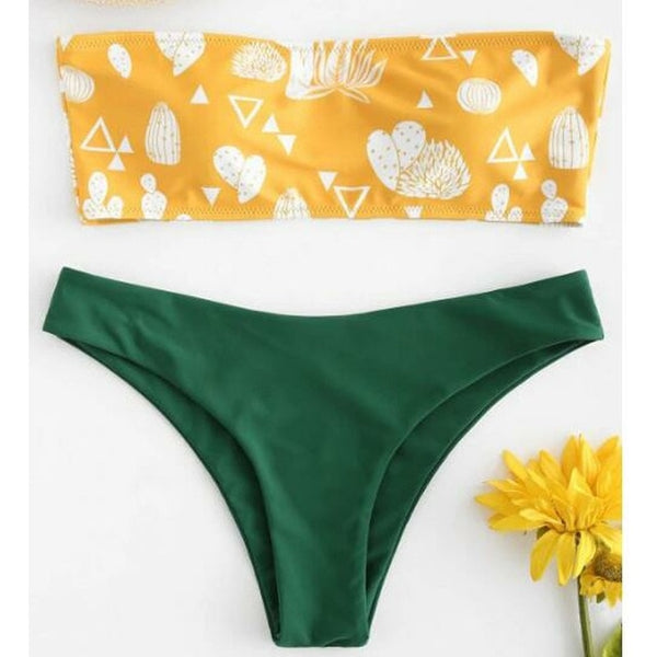 Bikin Bandeau swimwear women push up swimsuit female Cactus Print