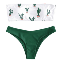 Bikin Bandeau swimwear women push up swimsuit female Cactus Print