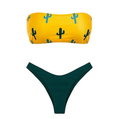 Bikin Bandeau swimwear women push up swimsuit female Cactus Print