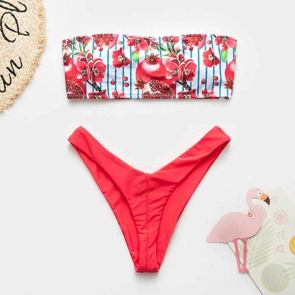 Bikin Bandeau swimwear women push up swimsuit female Cactus Print