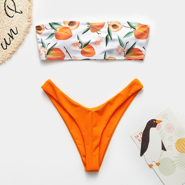 Bikin Bandeau swimwear women push up swimsuit female Cactus Print