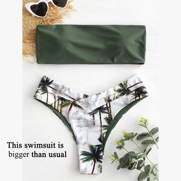 Bikin Bandeau swimwear women push up swimsuit female Cactus Print