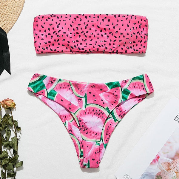 Bikin Bandeau swimwear women push up swimsuit female Cactus Print