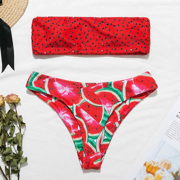 Bikin Bandeau swimwear women push up swimsuit female Cactus Print