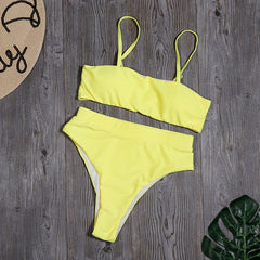 Sólido alto cintura Bikini Sexy leopardo Bikinis mujeres estampado