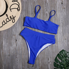 Sólido alto cintura Bikini Sexy leopardo Bikinis mujeres estampado