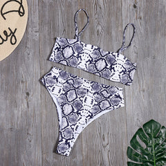 Sólido alto cintura Bikini Sexy leopardo Bikinis mujeres estampado