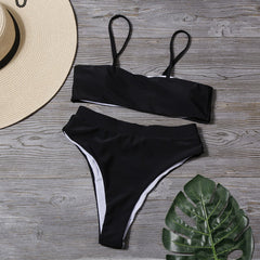 Sólido alto cintura Bikini Sexy leopardo Bikinis mujeres estampado