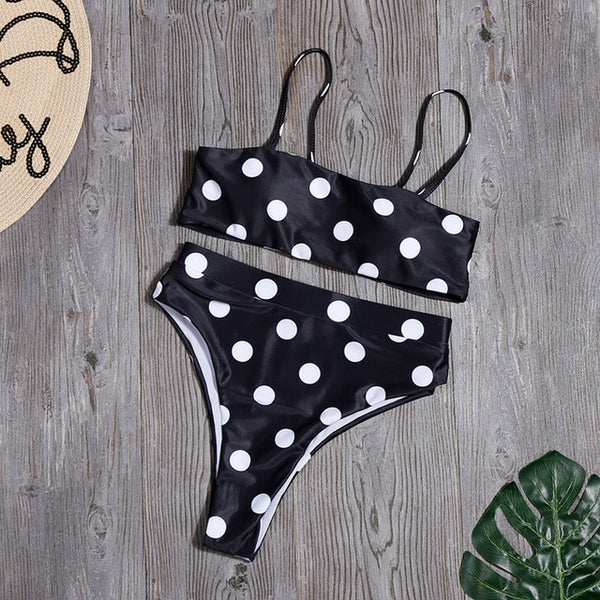 Sólido alto cintura Bikini Sexy leopardo Bikinis mujeres estampado