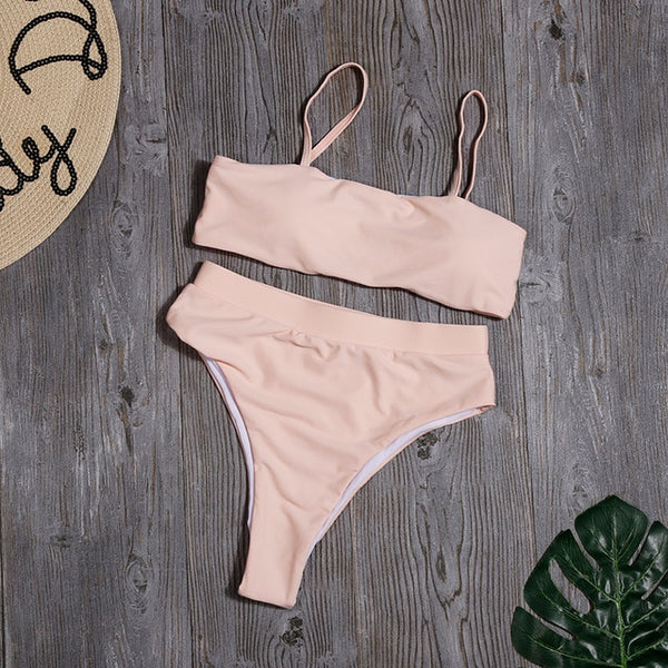 Sólido alto cintura Bikini Sexy leopardo Bikinis mujeres estampado