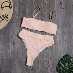 Sólido alto cintura Bikini Sexy leopardo Bikinis mujeres estampado