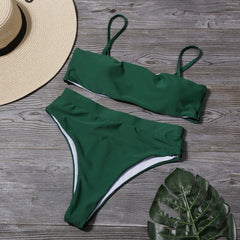 Sólido alto cintura Bikini Sexy leopardo Bikinis mujeres estampado