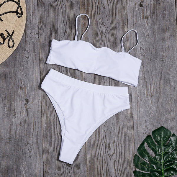 Sólido alto cintura Bikini Sexy leopardo Bikinis mujeres estampado