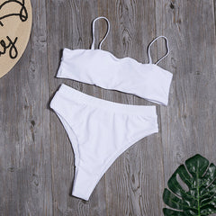 Sólido alto cintura Bikini Sexy leopardo Bikinis mujeres estampado