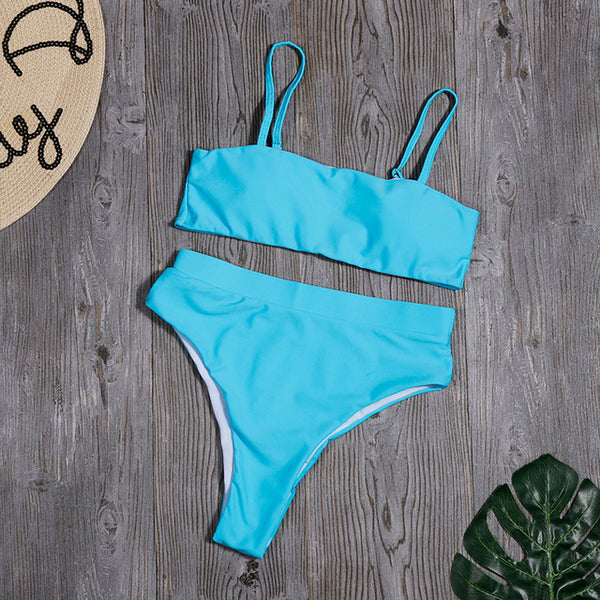 Sólido alto cintura Bikini Sexy leopardo Bikinis mujeres estampado