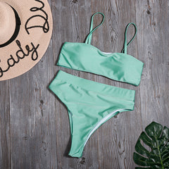 Sólido alto cintura Bikini Sexy leopardo Bikinis mujeres estampado