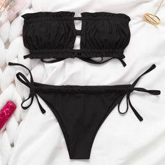 Sexy pink swimwear women bathing suit Bandeau bikinis